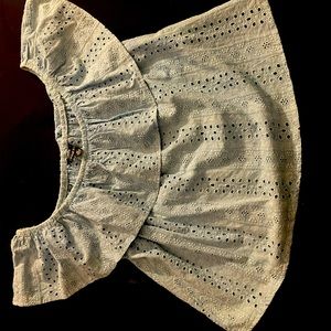 Denim embroidered crop blouse